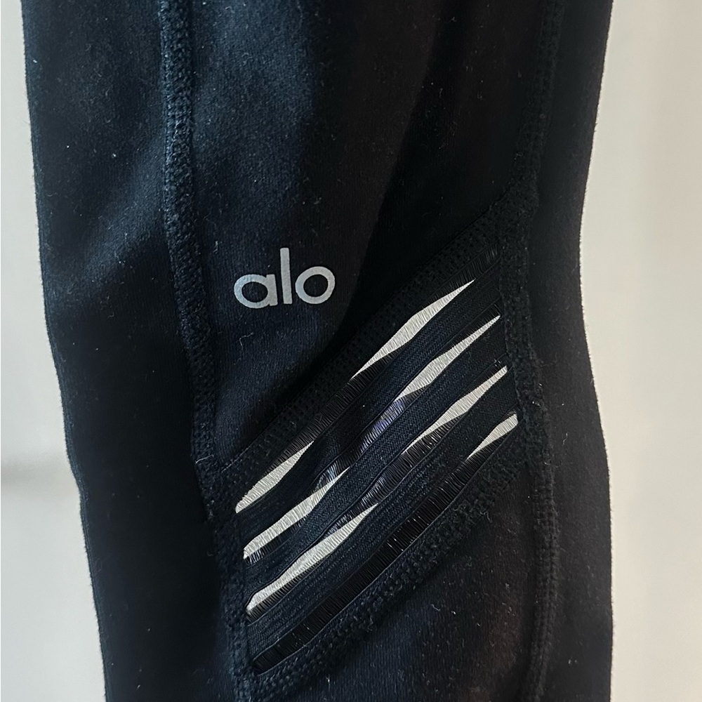 2 Pairs ALO Yoga Black Leggings with mesh inserts